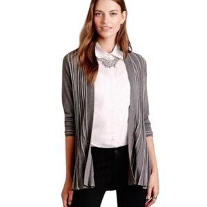 Anthropologie Knitted & Knotted Gray Polyella Pleated Cardigan Size Small
